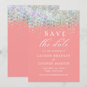 Pink Luxury Glitter Wedding Save The Date