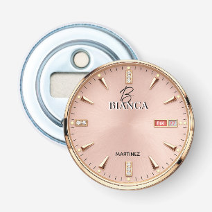 Pink Luxury Watch Elegant Gold and Silver Women's Bottle Opener