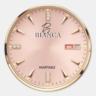 Pink Luxury Watch Elegant Gold and Silver Women's Classic Round Sticker