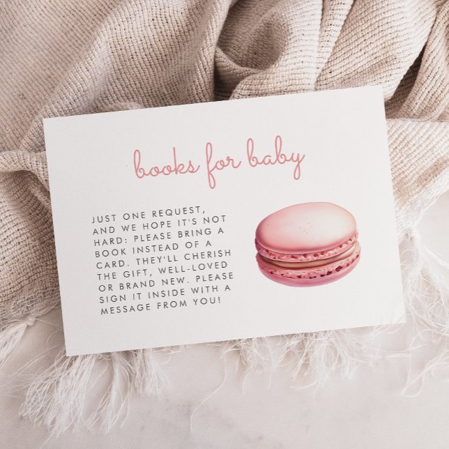Pink Macaron Baby Shower Books Enclosure Card (Creator Uploaded)