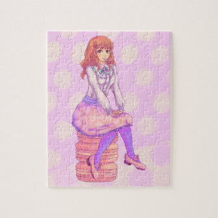 Pink Macaron Girl Jigsaw Puzzle