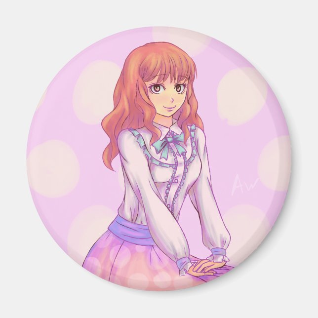 Pink Macaron Girl Magnet (Front)