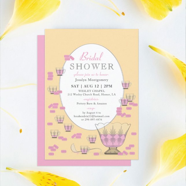 Pink Macarons & Crystal Punch Set Bridal Shower Invitation (Creator Uploaded)
