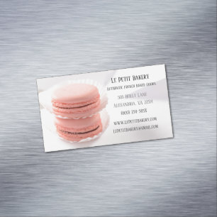 Pink Macarons Food Pastry Chef Bakery Baker Magnetic Business Card