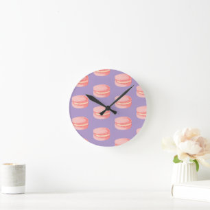 Pink Macaroons Round Clock