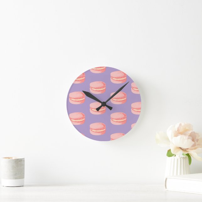 Pink Macaroons Round Clock (Home)