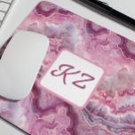 Pink Macro Agate Stone look Monogram Mouse Mat<br><div class="desc">This design may be personalised by choosing the Edit Design option. You may also transfer onto other items. Contact me at colorflowcreations@gmail.com or use the chat option at the top of the page if you wish to have this design on another product or need assistance with this design. See more...</div>