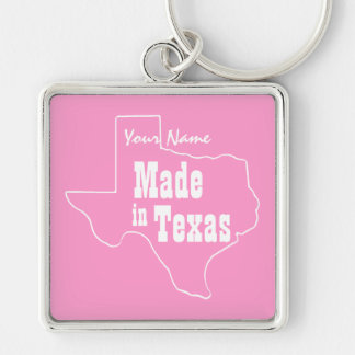 Pink made In Texas Keychain