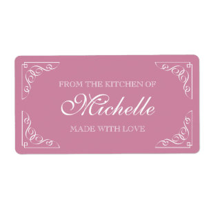 Pink Made with love From the kitchen of food label