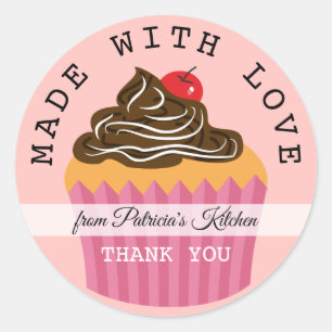 Pink Made With Love Thank You From The Kitchen Of Classic Round Sticker