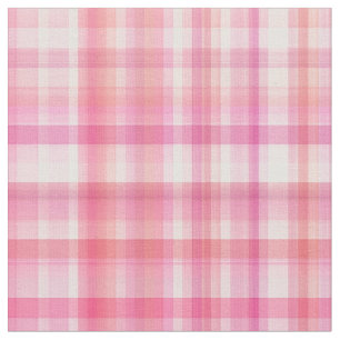 Pink Madras Plaid Stripes Print Pattern Fabric