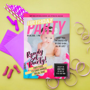 Pink Magazine Cover Look   Kids Birthday Party Invitation