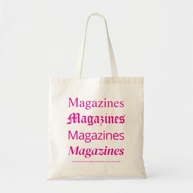 Pink Magazines Tote Bag, Trendy Fashion Tote Bag (Front)
