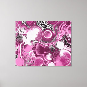 Pink, Magenta and Black Fluid Art Pour Painting  Canvas Print