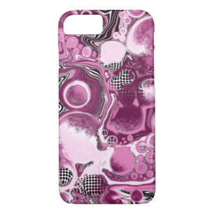 Pink, Magenta and Black Fluid Art Pour Painting  iPhone 8/7 Case