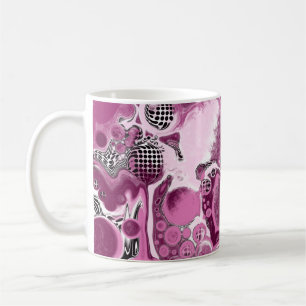 Pink, Magenta and Black Fluid Art Pour Painting Coffee Mug