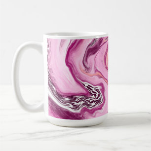 Pink, Magenta and Black Fluid Art Pour Painting Coffee Mug