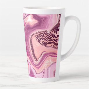 Pink, Magenta and Black Fluid Art Pour Painting Latte Mug