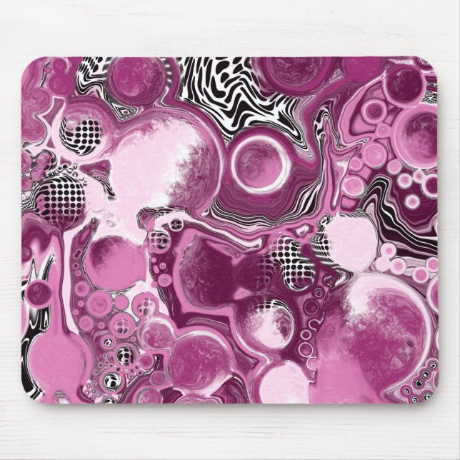 Pink, Magenta and Black Fluid Art Pour Painting    Mouse Mat (Front)