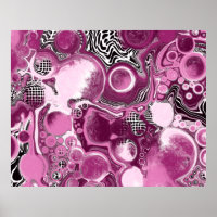 Pink, Magenta and Black Fluid Art Pour Painting