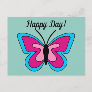 Pink Magenta Blue Butterfly Add Text Postcard