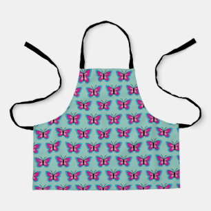 Pink Magenta Blue Butterfly Apron