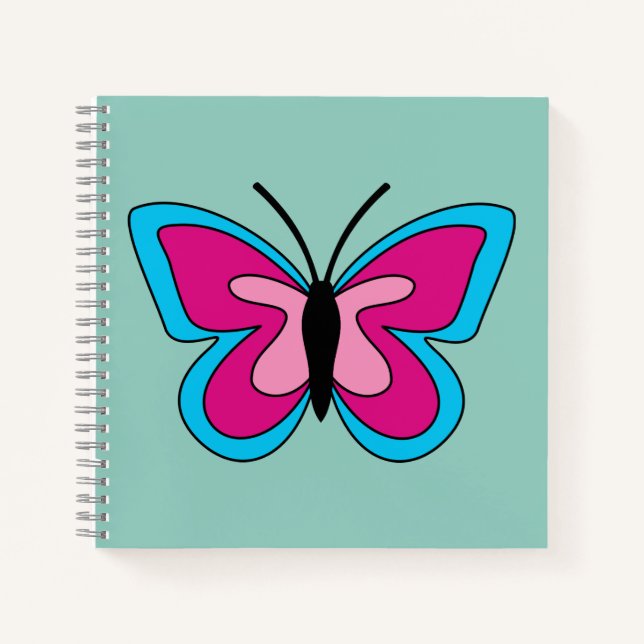 Pink Magenta Blue Butterfly Notebook (Front)