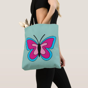 Pink Magenta Blue Butterfly Tote Bag