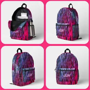 Pink Magenta Blue Purple Wild Abstract Printed Backpack