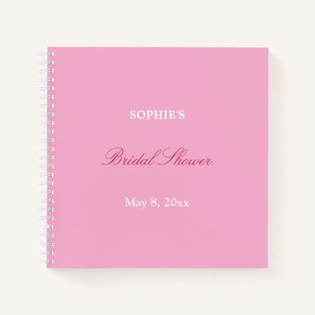 Pink Magenta Bridal Shower Guest Book (Front)
