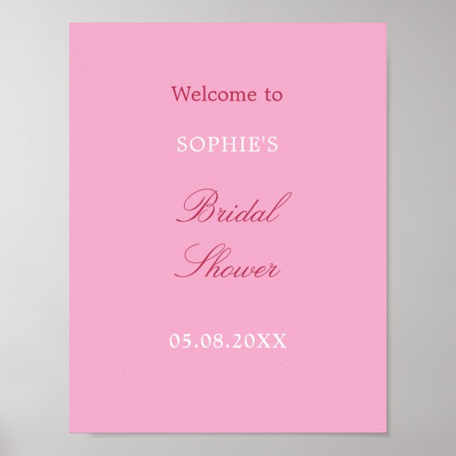 Pink Magenta Bridal Shower Welcome Poster (Front)