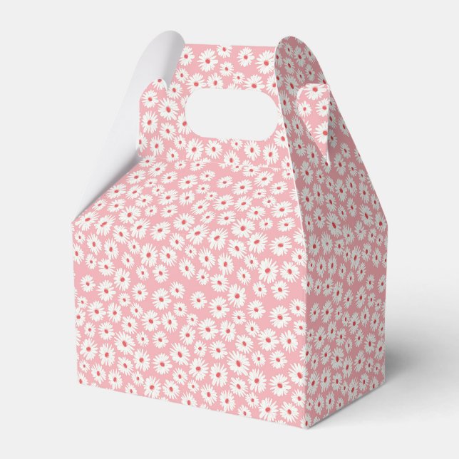 Pink magenta daisy flower pattern favour box (Front Side)