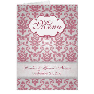 Pink magenta Damask Menu