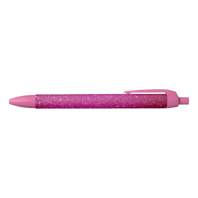Pink Magenta Glitter Customised Black Ink Pen (Top)
