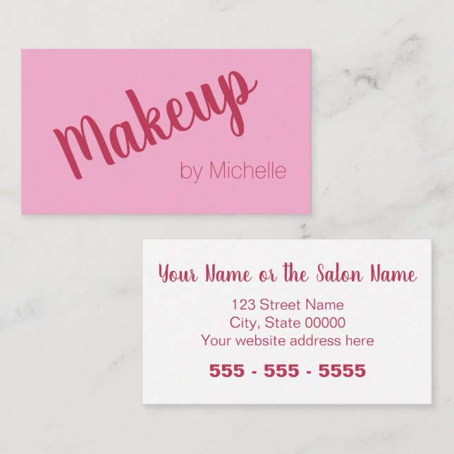 Pink Magenta Makeup Artist Business Card (Front/Back)