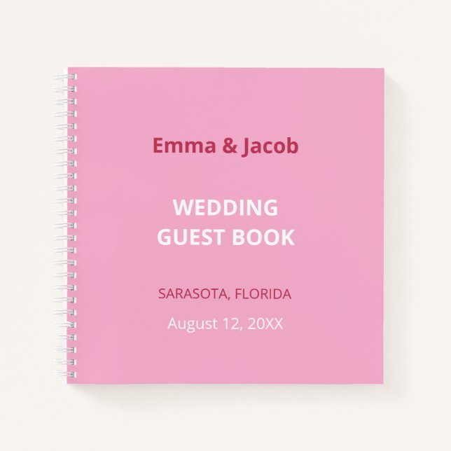 Pink Magenta Modern Wedding Guest Book (Front)
