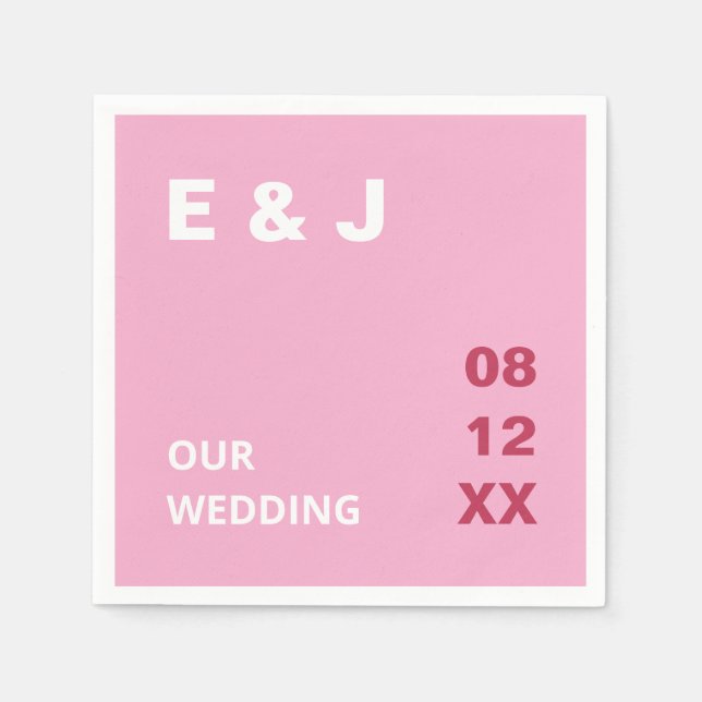 Pink Magenta Modern Wedding Napkins (Front)