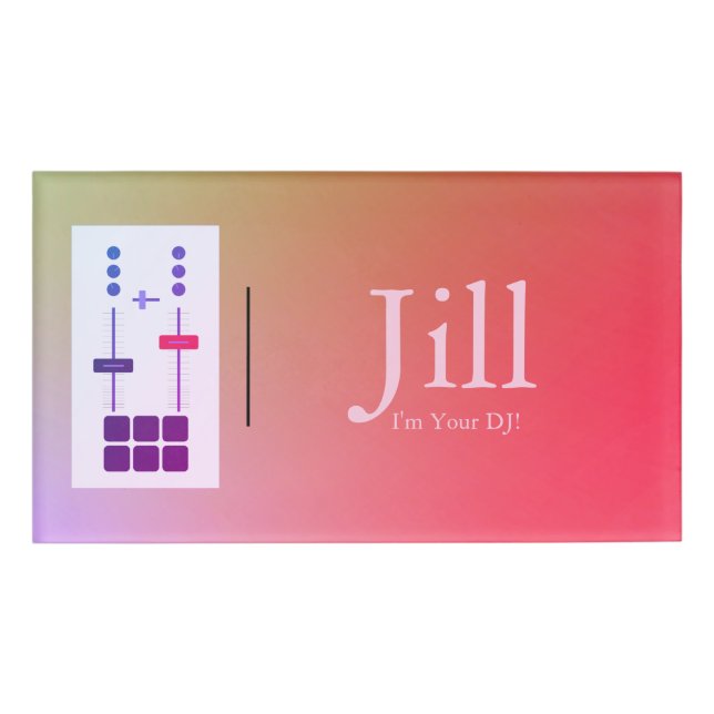 Pink Magenta Orange DJ Name Tag (Front)