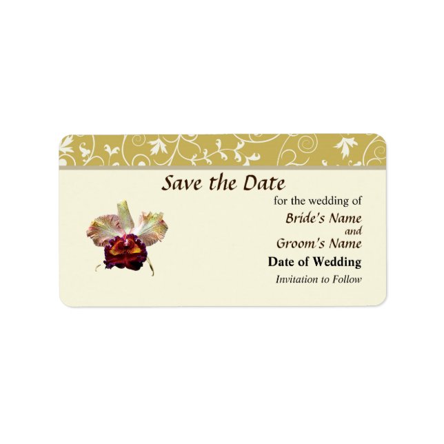 Pink Magenta Orchid Save the Date Label (Front)
