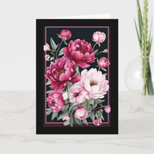 Pink & Magenta Peonies with Frame Birthday Card