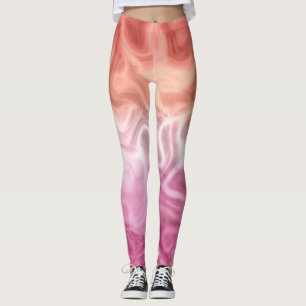 Pink magenta red orange abstract illusion swirl leggings
