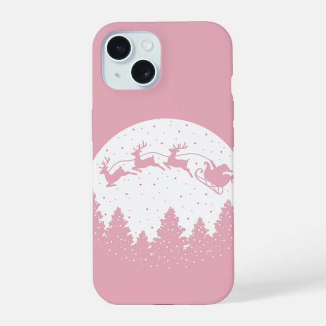 Pink Magic Christmas iPhone 15 Case (Back)