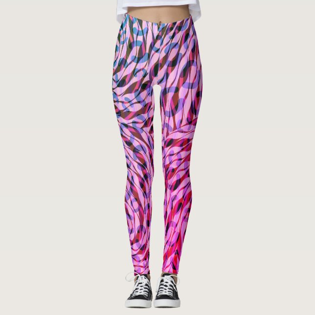pink Magic Vintage pattern mix Leggings (Front)