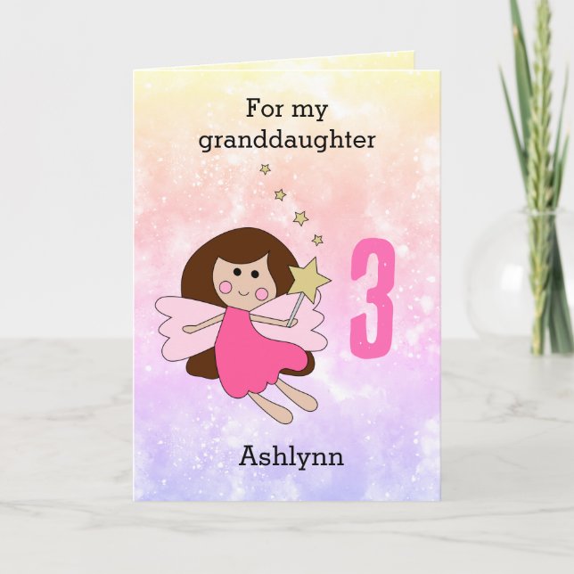 Pink Magical Fairy 3rd Birthday Card (Front)