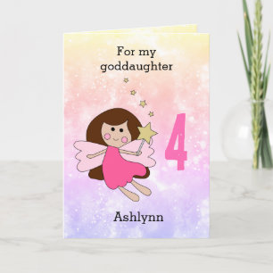 Pink Magical Fairy 4th Birthday Card