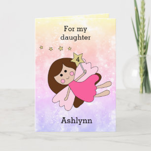 Pink Magical Fairy 4th Birthday Card