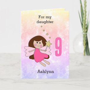 Pink Magical Fairy 9th Birthday Card