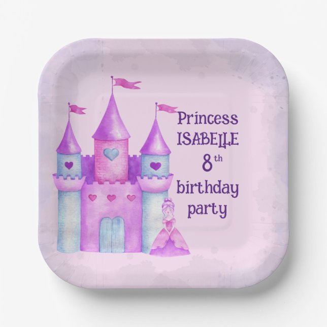 Pink Magical Fairytale Castle Princess Party Paper Plate (Front)
