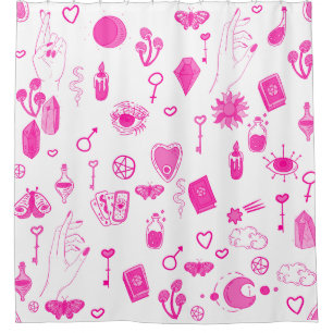 pink magical mystical shower curtain
