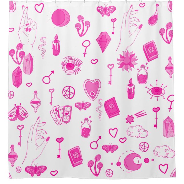pink magical mystical shower curtain (Front)